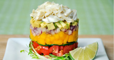 The Real Food Academy Tampa crab and mango tower. 