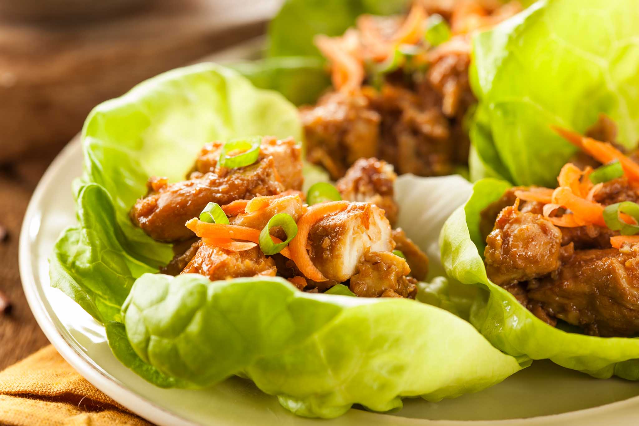 The Real Food Academy Tampa lettuce wraps with chicken and rice.
